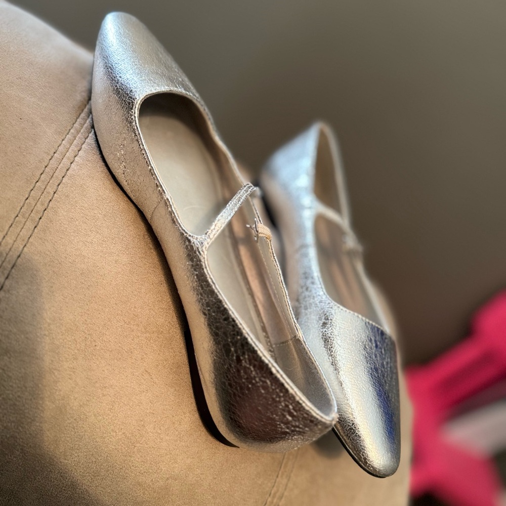 Open Edit Elegant Silver Women's Flats